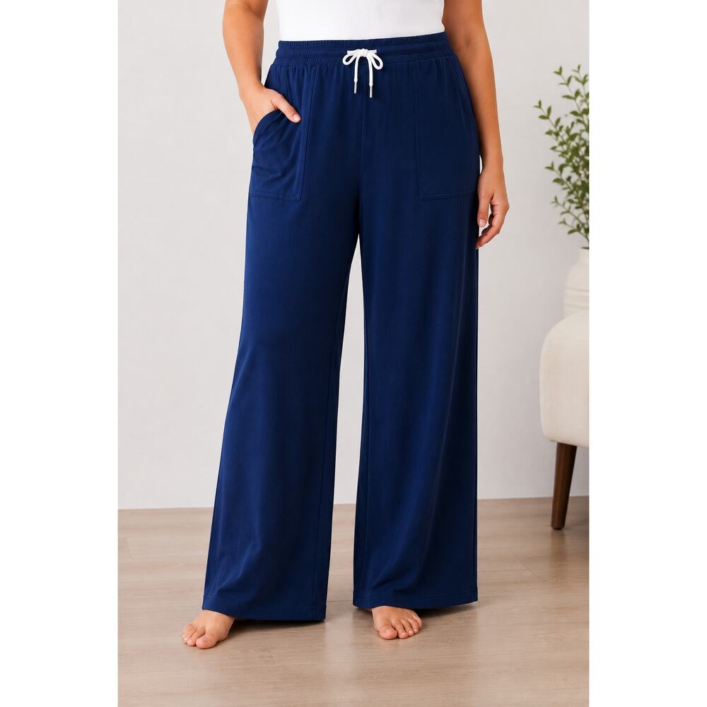Sonoma Wide Leg Lounge Pants XXL Navy NWT Cotton Pockets NEW